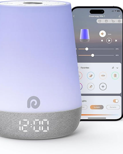 Dreamegg Nite 1 - Baby Sound Machine, Sleep Trainer, Night Light for Kids, Ok to Wake Alarm Clock, 34 Soothing Sounds, App Control, White Noise Sound Machine for Baby Kids Toddler Nursery(Cozy Xmas)