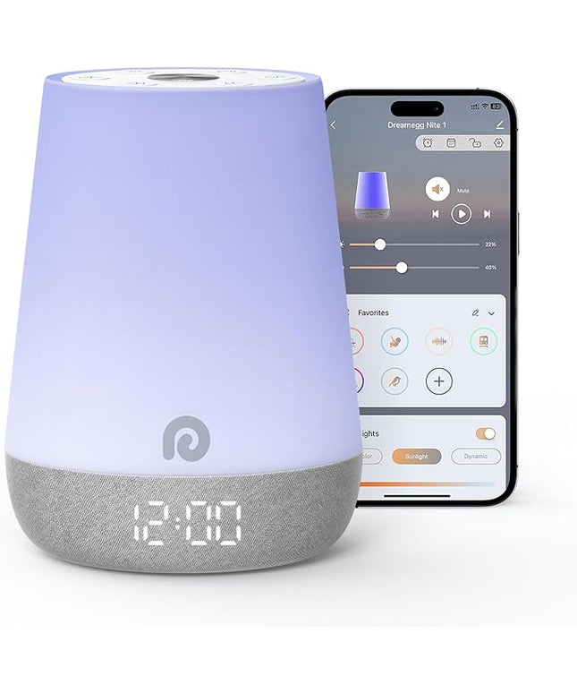 Dreamegg Nite 1 - Baby Sound Machine, Sleep Trainer, Night Light for Kids, Ok to Wake Alarm Clock, 34 Soothing Sounds, App Control, White Noise Sound Machine for Baby Kids Toddler Nursery(Cozy Xmas)