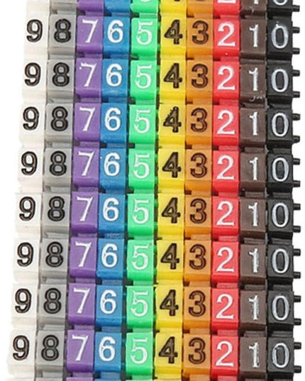 Wire Number Tube Cable Marker, 0.1 x 0.1in Colorful Clip on Wire Marker, Digital Number Wire Numbering Marker, Plastic Cable Numbering Marker Tube for Wires Management, 150Pcs