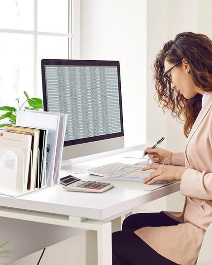 Suzile Clear Acrylic Magazine File Holder with Vertical Compartments Desk Organizer Book Rack for Desk Sorter Paper Folder Office Accessories (Classic,10.5 x 6.9 x 6.3 Inch)