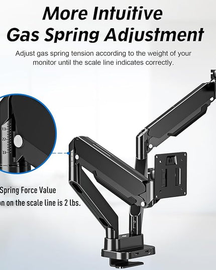 MOUNTUP Dual Monitor Mount Fits Max 39'' Screen, Ultrawide Dual Monitor Desk Mount Hold 4.4-33 lbs, Adjustable Gas Spring Double Monitor Arms, Computer Monitors Stand with USB, VESA Monitors Bracket