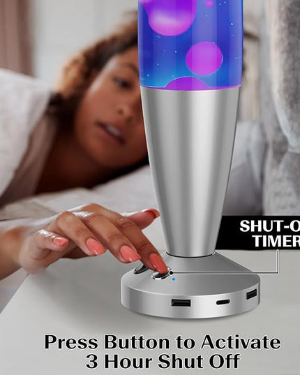 JAMBO Upgraded Motion Lamp – 16" Blue Liquid, Purple Wax – USB Ports, Timer – Night Light for Adults, Teens, Kids – Bedroom, Living Room, Office Décor Lamp