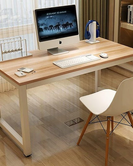 NSdirect Modern Computer Desk 63 Inch Large Office Desk, Writing Study Table for Home Office Desk Workstation Wide Metal Sturdy Frame Thicker Steel Legs, White