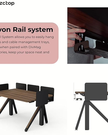 DEZCTOP Revon Pro Electric Standing Desk, 47.2" x 31.5" Large Work Surface, Height Adjustable (27.6"-47.2"), Sturdy Keel Frame, with Magnetic Modular System, Anti-Collision, Walnut for Home Office