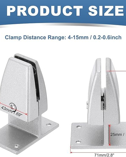 PATIKIL 6 Pcs Adjustable Desk Divider Partition Clips, T-Shape Aluminum Sneeze Guard Support Clamps Desktop Divider Clips for Offices Stores Counter Privacy Panel, Silver
