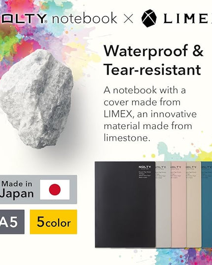 NOLTY NOTE × LIMEX, A5 Log Type Notebook, 3.5mm Grid, 176 Sheets, Granite Black, NTL1211