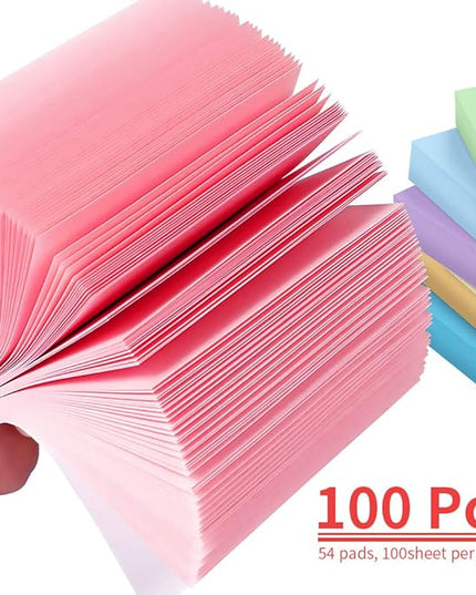 MyLifeUNIT Sticky Notes 3x3, Bulk Pack 54 Note Pads 5400 Sheets for Daily Reminder, Self-Stick Notes with 6 Assorted Colors