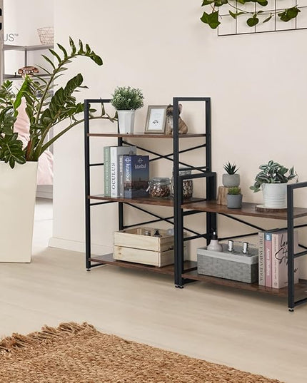 CAPHAUS 3 Tier Small Bookshelf, 24 Inch Width Free Standing Shelf, Bookcase Shelf Storage Organizer, Industrial Book Shelves for Home Office, Living Room, Rustic Oak Vintage Shelves & Metal Frame