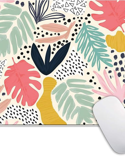 Square Mouse Pad Tropical Plants, Personalized Premium-Textured Custom Mouse Mat Design, Washable Mousepad Cloth, Non-Slip Rubber Base Computer Mouse Pads for Wireless Mouse