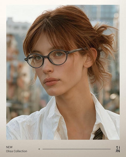 TIJN Olisa Blue Light Blocking Glasses for Women Men,Oval Glasses Frame Bluelight Glasses for Gaming/Computer/Screen