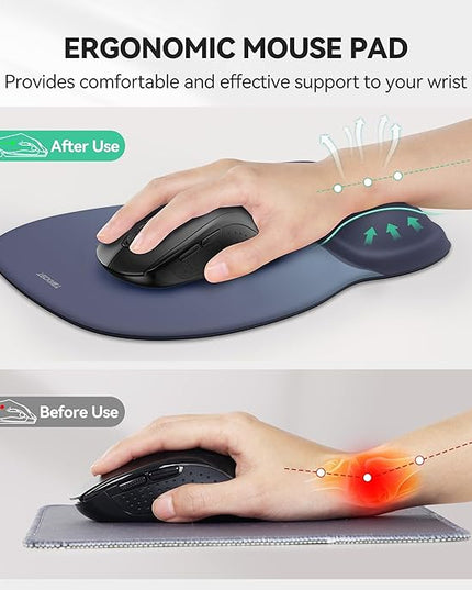 TECKNET 2 Pack Gel Mouse Pad with Wrist Rest, Ergonomic Office Mousepad with Wrist Support - Non-Slip & Smooth Surface Comfortable Desk Accessories Mat for Office, Gaming and Study - Gradient