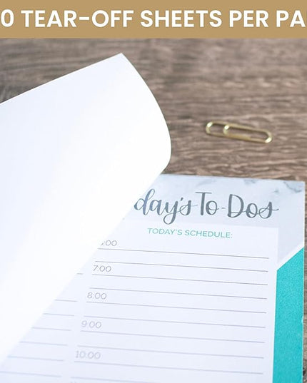 bloom daily planners Undated Daily Timed to-Do List Pad - Tear Off Planning Sheets - 6" x 9" - Color Blocking Marble