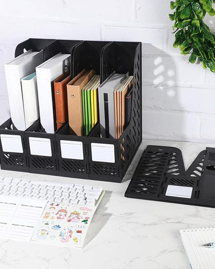 Glenmal 12 Pack Magazine Organizers Binder Organizer for Desk Plastic Vertical File Holder Magazine Racks Desk Accessories for Office, Home, or School (Black)
