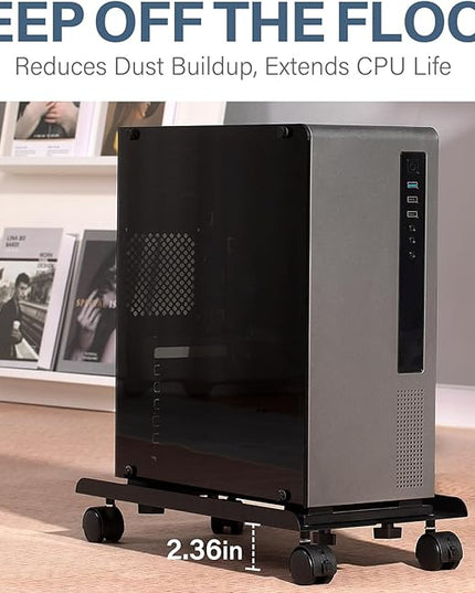 Mobile PC Tower Stand, Adjustable Metal Computer Tower Stand, PC Floor Stand with 4 Locking Caster Wheels, CPU Holder for Office,Gamers and Students