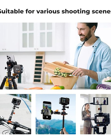 K&F CONCEPT Dual Ball Heads Magic Arm, Articulating Mini Magic Arm with 1/4" Screw, 360° Swivel Aluminum Alloy Camera Monitor Mount Arm for Camera, Light, Microphone, Monitor