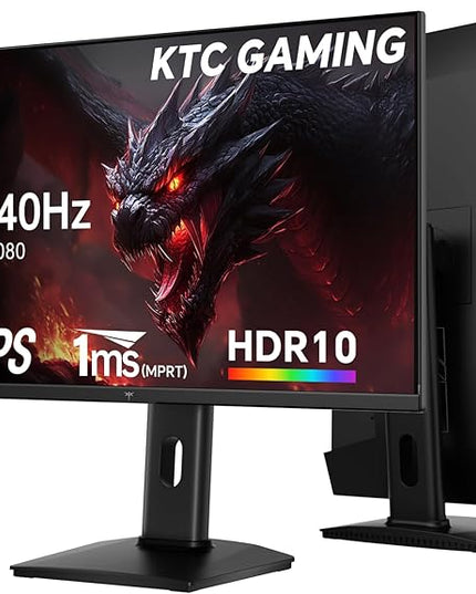 KTC 27 Inch Gaming Monitor 240Hz, FHD 1080p Fast IPS Computer Monitor with Adaptive Sync, HDR, Height Pivot Tilt Adjustable, Vesa Mount, HDMI/DP/USB, H27F7