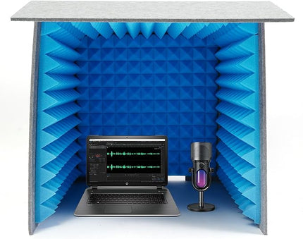 60x60cm Foldable Desktop Soundproof Booth for Voice Recording with Noise Reduction Sponge and Polyester Panels
