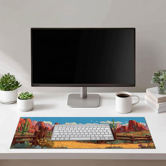 Gaming Mousepad Mouse Pad 31.5 x 11.8 Inch Western Canyon Desert Art Design and Smooth Diatomite Large Keyboard Desktop Mat XL Mouse Pad for Home and Office Desk Accessories