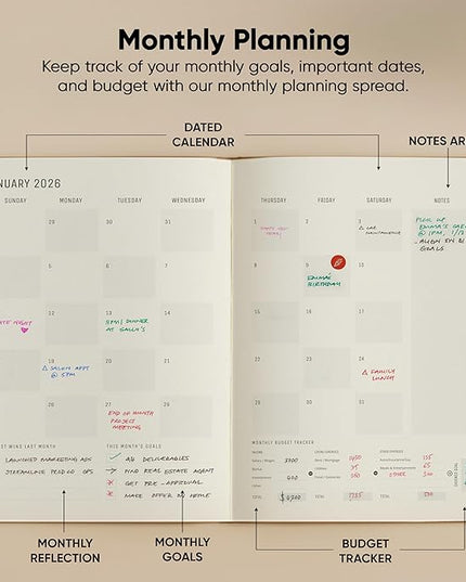 Dated, 2026 Planner, 8.5" x 11" - The Productivity Planner to Achieve Your 2026 Goals - Planner 2026-2027 by PRODUCTIVITY STORE (A4, BROWN)