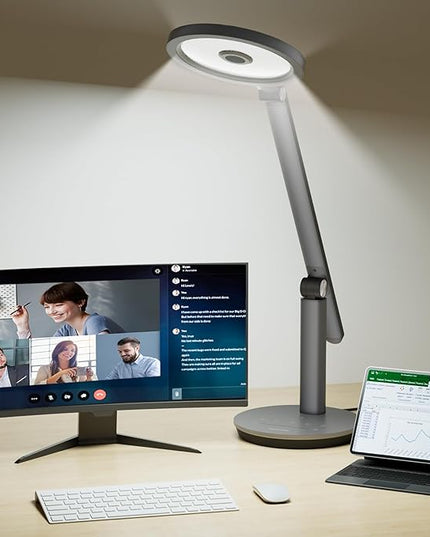Honeywell Desk Lamp for Home Office, H6 Sunturalux™ Eye-Caring Led Desk Light, 800LM Dimmable Desk Lamp with Timer, Touch Control Tall Desk Reading Light, Table Lamp for Circle Webcam, Study, Bedroom