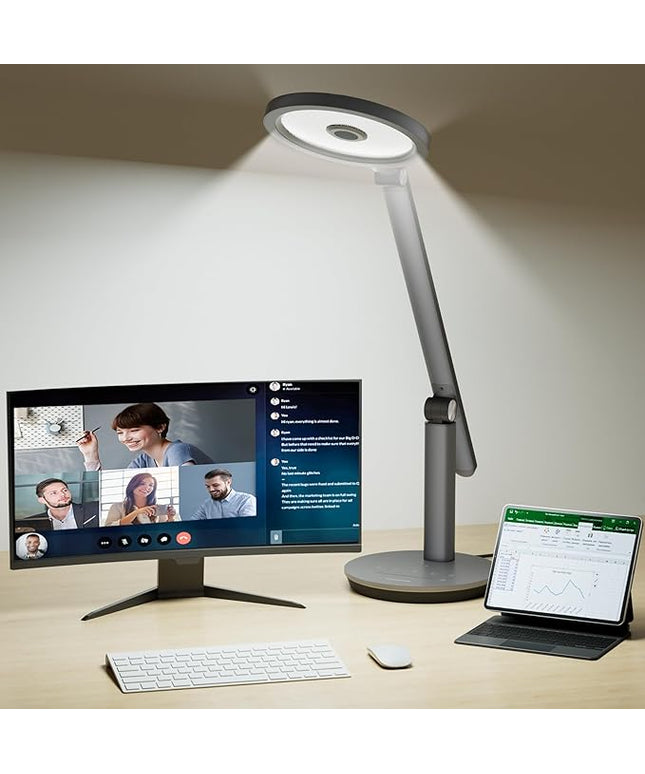 Honeywell Desk Lamp for Home Office, H6 Sunturalux™ Eye-Caring Led Desk Light, 800LM Dimmable Desk Lamp with Timer, Touch Control Tall Desk Reading Light, Table Lamp for Circle Webcam, Study, Bedroom