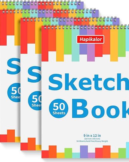 9" x 12" Sketch Book, 4-Pack 50 Sheets Spiral Bound Art Sketchbook, Acid Free Artist Drawing Paper Pad for Kids Adults, Party Art Supplies, Ideal Gifts for 8 9 10 11 12 13 14 Year Old Girl