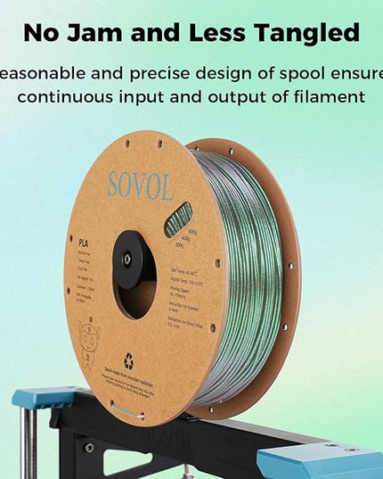 Sovol Silk PLA Filament 10KG Kit, Silk Tri Color & Dual Color Co-Extrusion PLA, Shiny Multicolored Fast Change Rainbow 3D Printer Filament, Glitter PLA Materials 1.75mm 1kg/ 2.2lbs +/-0.03mm