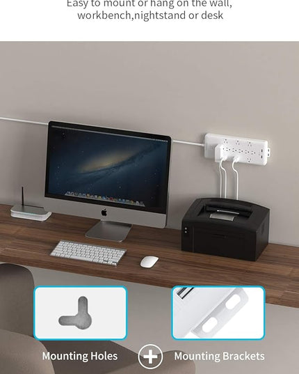 4000 Joules Power Strip Surge Protector, 15 FT Heavy Duty Extension Cord (1875W/15A), 12 Widely Spaced AC Outlets, Overload Protection, Wall Mount, ETL Listed, Ideal for Home, Dorm Essentials, White