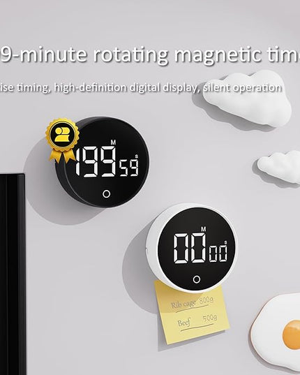 Digital Kitchen Timer, Rechargeable Magnetic Visual Timer with Large LED Display, Adjustable Volume for Classroom, Cooking, Fitness, Baking, Kids Learning & Teaching (1, White)