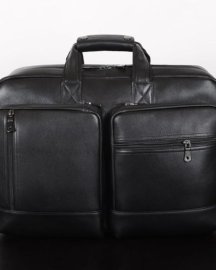 Leather Briefcase for Men Expandable Large 17 Inch Laptop Crossbody Shoulder Bag Business Travel Duffel Attache Case