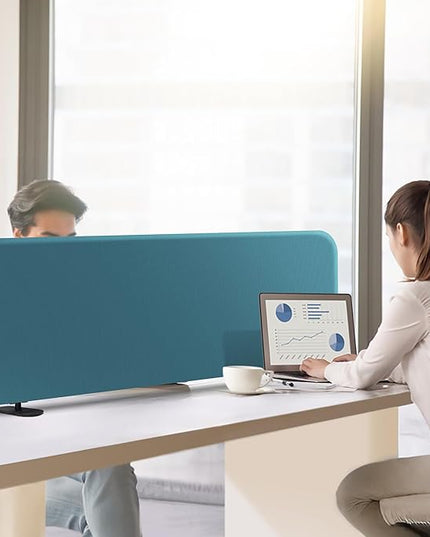 DECOLAB Desk Dividers, Desk Privacy Panel Shield Board for Student, Office, Classroom, Home, Free Standing Scratch Resistance, 48"x18", Sapphire