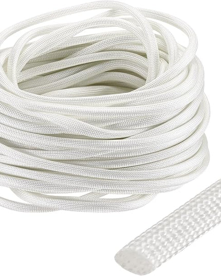 uxcell Insulation Cable Protector,4mm/0.16 Inch-20m/66 Feet High Temp Fiberglass Sleeve White