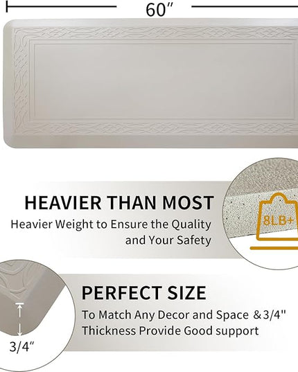 24 x 60 Inch Extra Support Anti Fatigue Comfort Kitchen Mat, Waterproof Long Kitchen Runner, Non-Slip Standing Desk Mat, Commercial Pads for Offices, Home, Garages (Bordeaux Cabblestone, 24'' x 60'')