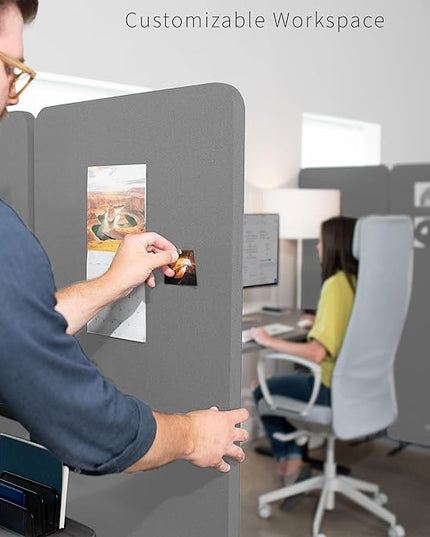 VIVO Freestanding 72 x 66 inch Privacy Panel, Cubicle Divider, Acoustic Wall Partition, x3 24 inch Panels, Gray, PP-3-T072G
