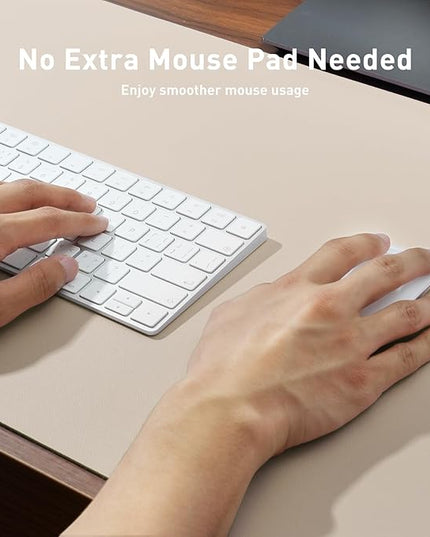 Aothia Large PU Leather Desk Pad Protector – Non-Slip Mouse Pad & Writing Mat for Office/Home, Waterproof, Easy to Clean (23.6" x 13.7", Eggshell)