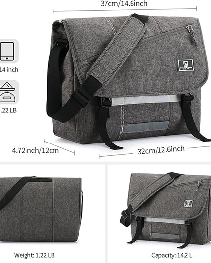 OIWAS Messenger Bag for Men, 14 Inch Laptop Crossbody Bags Women Casual Satchel Shoulder Bag College Travel Office Briefcase