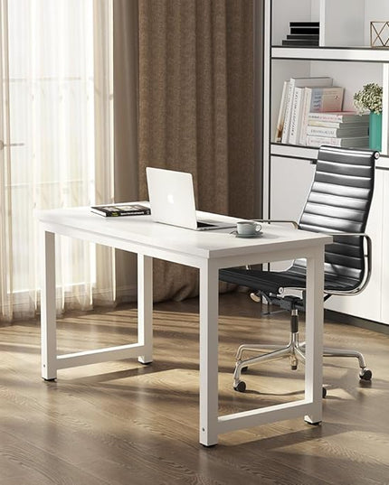 Tribesigns Modern Simple Computer Desk, 47 inch Office Desk Computer Table, Study Writing Study Desk for Home Office, White
