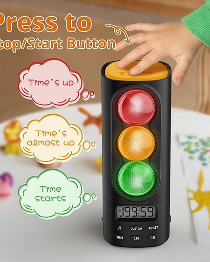 Traffic Light Visual Timer&ADHD Tool for Kids Adults Display Volume Adjustment, with 4 Ringtones for Classroom Desk Home Kitchen Game Countdown Pause Memory Function Charger Type C Included