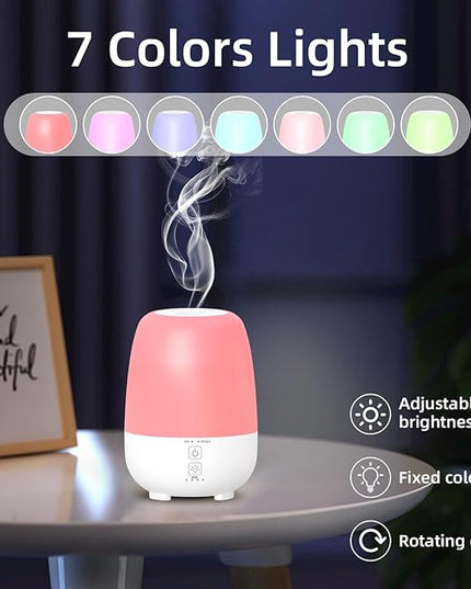 SEEDSEEL 150ML Rechargeable Battery Operated Essential Oil Diffuser,7-Hour Runtime with 7 LED Color Changing Lights Portable Cordless Aromatherapy Diffuser