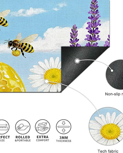 Bees XL Mouse Pad 31.5 x 11.8 Inch Gaming Mousepad Diatomite Large Keyboard Mouse Pad for Home and Office Desk Accessories with Bright Honeycomb Scene Bees Artwork Smooth Control Surface