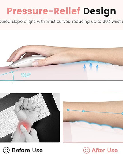 Ospelelf Mouse Pad with Wrist Rest Ergonomic Comfortable Pain Relief Mousepad Wrist Support for Computer Solid Pink