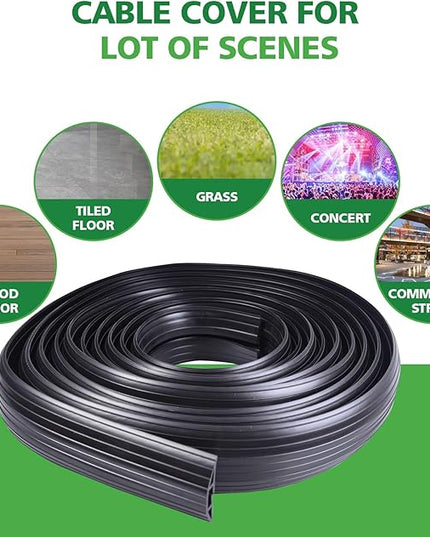 4ft Floor Cable Cover Heavy Duty PVC Cord Cover Wire Cover to Prevent Trip Hazard for Home Office or Outdoor(4ft, Black)