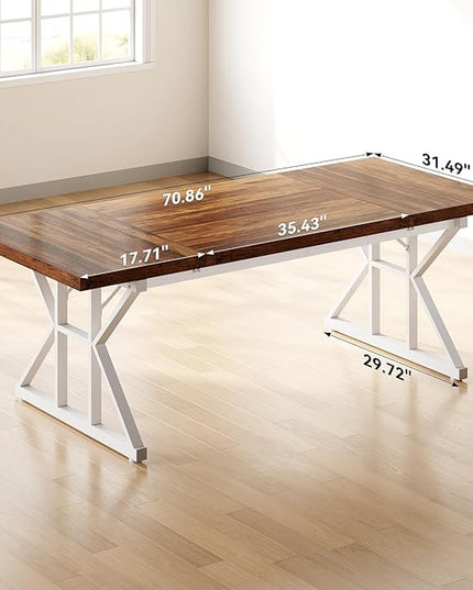 LITTLE TREE 70.8-Inch Large Executive Desk, Modern Computer Office Desk, Wooden Writing Desk Study Table for Home Office