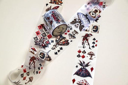 Alice’s Dark Fairies Transparent Washi Tape 4x5 cm – Decorative Scrapbooking Craft Adhesive Roll with Gothic Fairy Art, Fantasy Illustration Design for Journals, Planners, Cards & DIY Projects