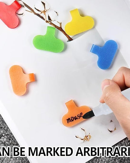32 Pcs Cord Labels for Electronics with Pen, Write-On Cable Labels Tags with Self-Adhesive Hook and Loop, Multi-Color Wire Markers for Computer Cable Management and Identification 8 Colors