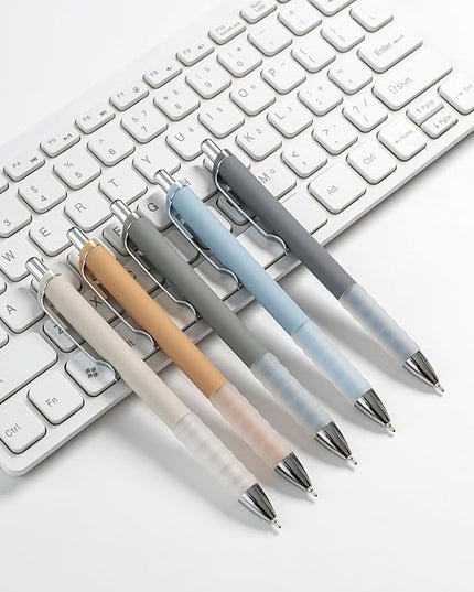 Linbsunne Ballpoint Pens Black Medium Point 1mm Pen with Super Soft Grip Ball Point Pen for Men Women Retractable Pens (silver-12 pcs)