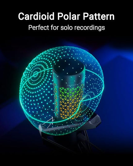 ASUS ROG Carnyx USB Gaming Microphone (25mm Condenser Capsule, 192kHz/24-bit, Cardioid, high-Pass Filter, Built-in pop Filter, Metal Shock Mount, one-Touch Mute, USB, Aura Sync RGB)- Black