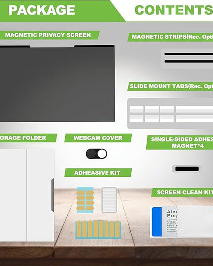 Magnetic Laptop Privacy Screen 15.6 inch for 16:9 Computer Monitor, Removable Anti-Glare Screen Privacy Shield, Screen Filter and Protector for Laptop (13 5/8" × 7 5/8"), Fits (FHD 1920 × 1080)