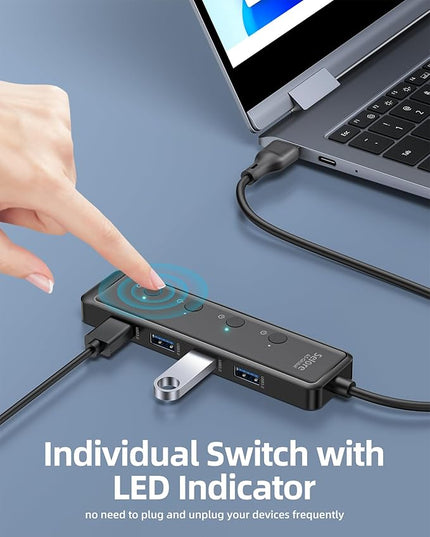 Selore USB 3.0 Hub, Selore 4-Port USB Hub Ultra-Slim Data USBA Splitter USBA Expander with 2 ft Compatible with A Port Laptop, for MacBook, Mac mini, iMac, PC, Flash Drive, HDD, Mouse,etc