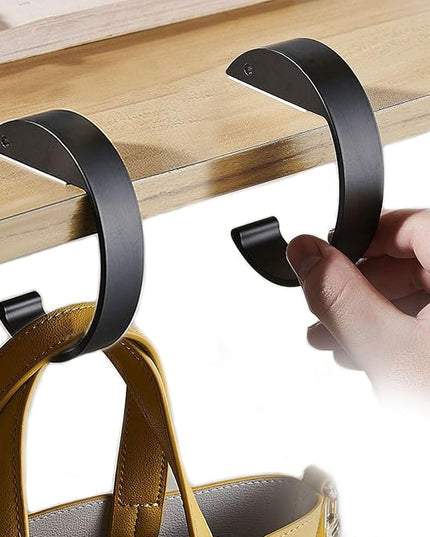 KISOY 2PCS C Shape Purse Hook for Table Handbag Hanger for Desk Heavy Duty Purse Hook Bag Holder Made of high-Strength Alloy Materials Hanger Various Heavy Items Desk Hook (C Shape(2 Black))